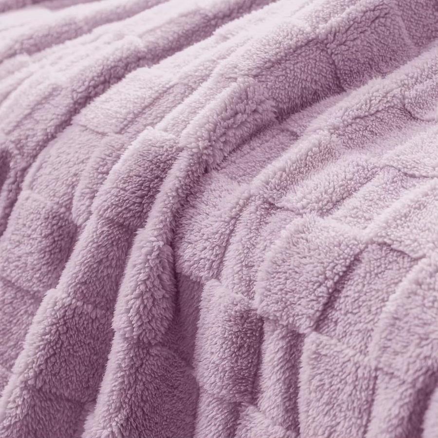 Inyahome Fleece-Überwurf Lila Kariert, Weiche und Flauschige Fleecedecke - Bild 2