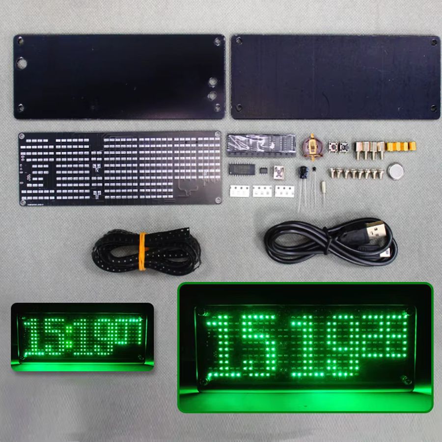 UICPAL DIY LED Dot Matrix Clock Kit Digitale elektronische Uhr zum Selberbauen als Lötprojekt in Grün - Bild 3