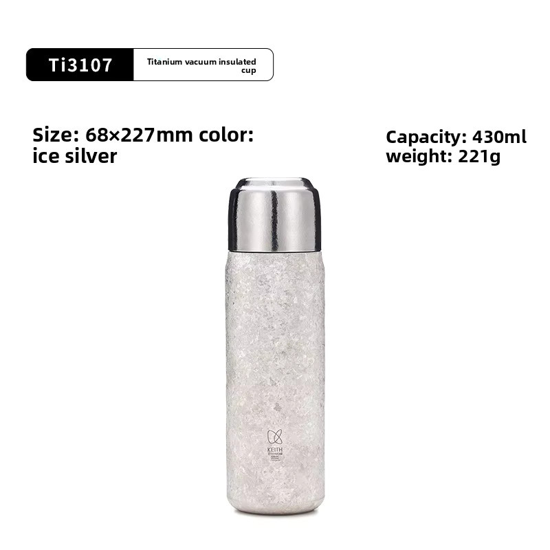 KEITH Vakuumisolierte Titan Tasse in Silber, 430ml Doppelwandige Thermoskanne für heiße und kalte Getränke - Bild 4