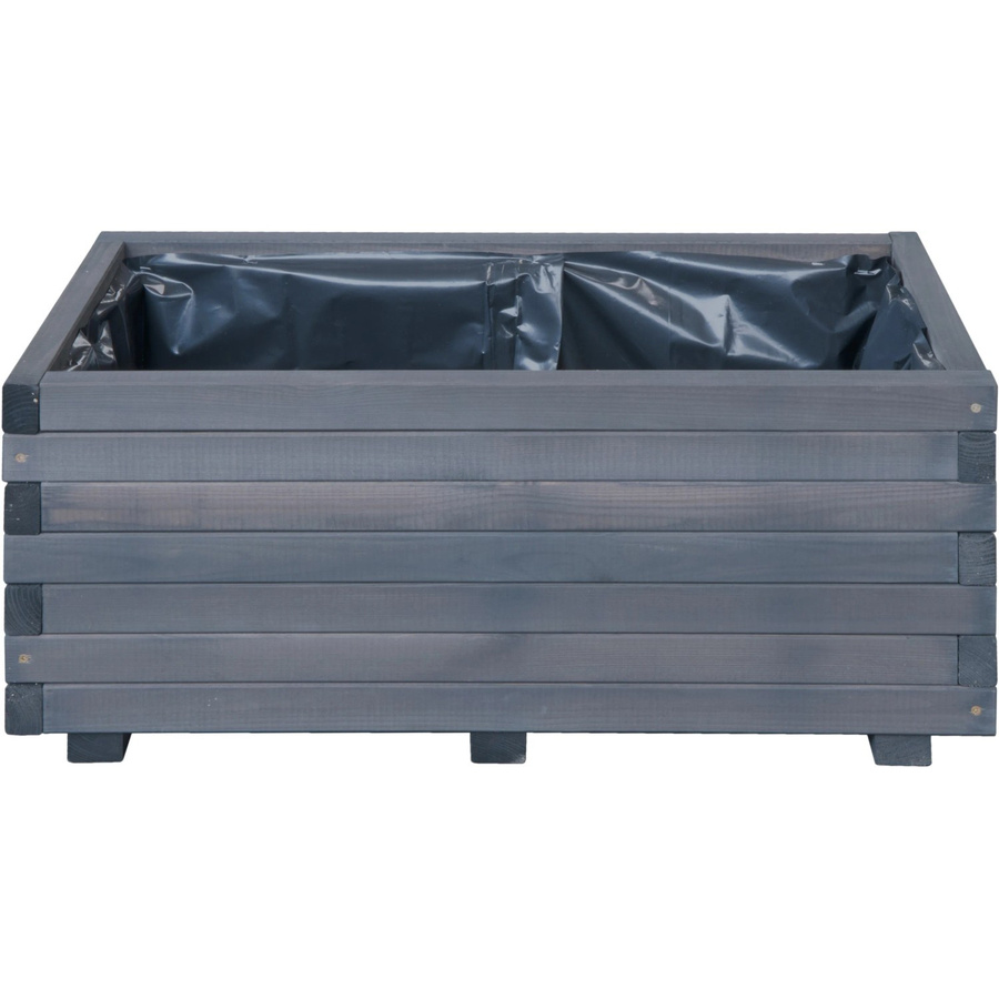 Pflanzkasten aus Holz mit Pflanzfolie in Grau, B/T/H: 80 x 40 x 34 cm - Bild 2