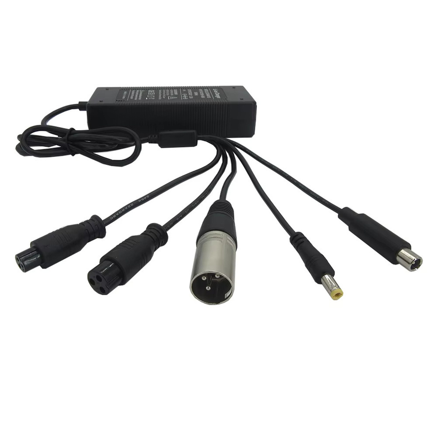 CYGEREEN Lithium-Ladegerät 29,4V 2A für 7S 24V Li-Ionen-Akkus mit 5-in-1-Stecker (GX12, GX16, XLRM, 8 mm), Schwarz - Bild 3
