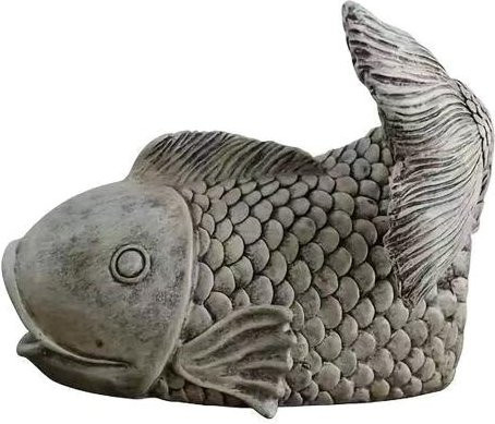 Dekorative Regenwasserablaufrinne in Fischform von Nym, funktionale Outdoor-Fischskulptur für Garten und Terrasse, Farbe: Grau - Bild 1
