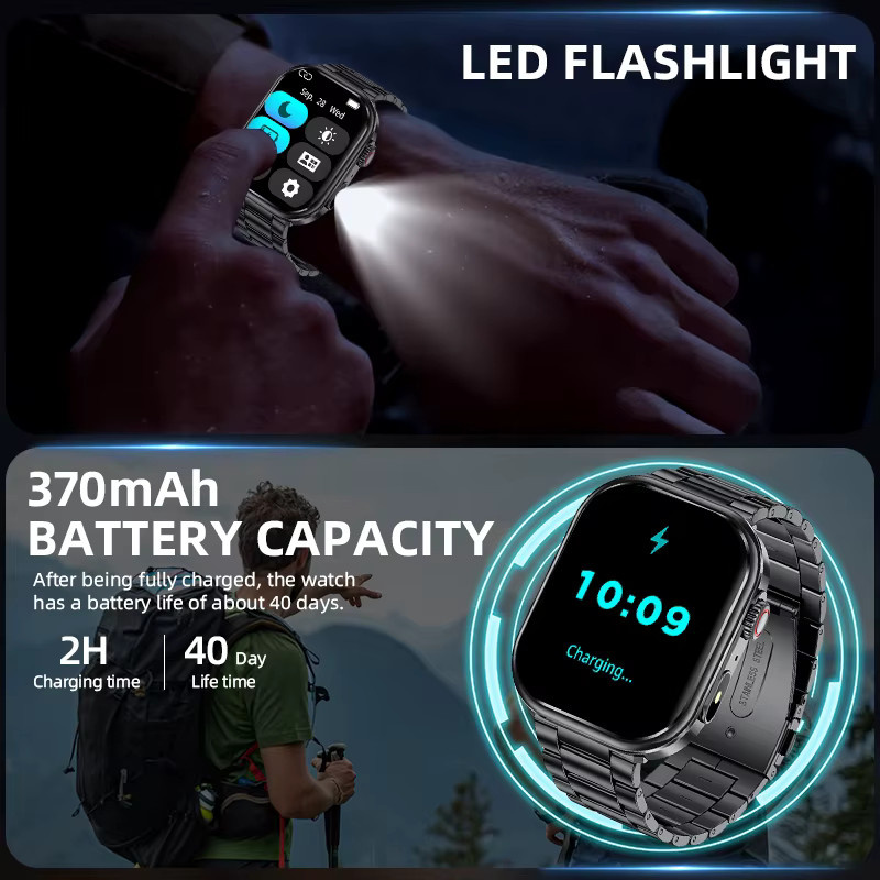LIGE Smartwatch, Edelstahl, Schwarz, Herren - Bild 2