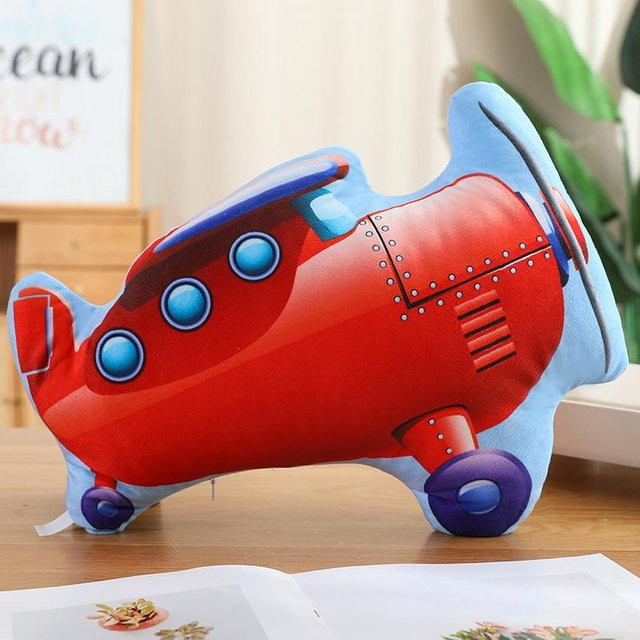 Yiran toy Cartoon 3D Polizeiauto, Feuerwehrautos, Fahrräder, Motorräder, Plüschtiere, Stofftier, Umarmungskissen, 11-teiliges Set - Bild 1