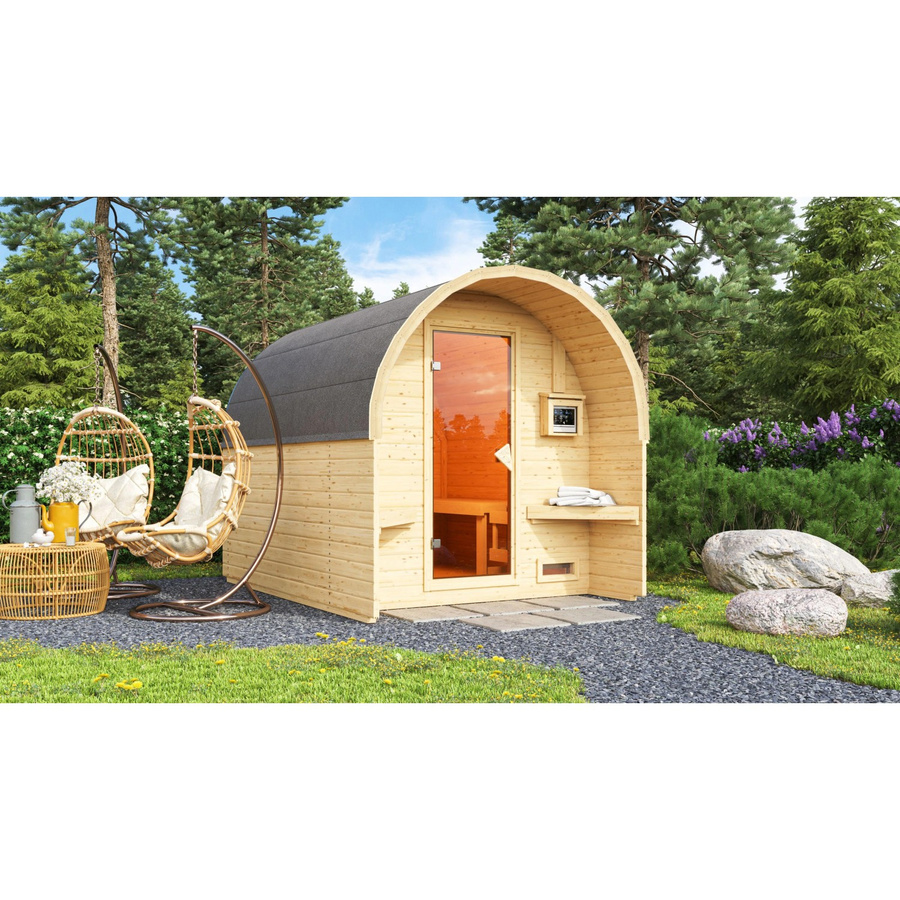 Karibu Fasshaus 2 Gartensauna mit 9,0 kW Ofen und externer Steuerung, B/T/H: 295 x 219 x 219 cm - Bild 2