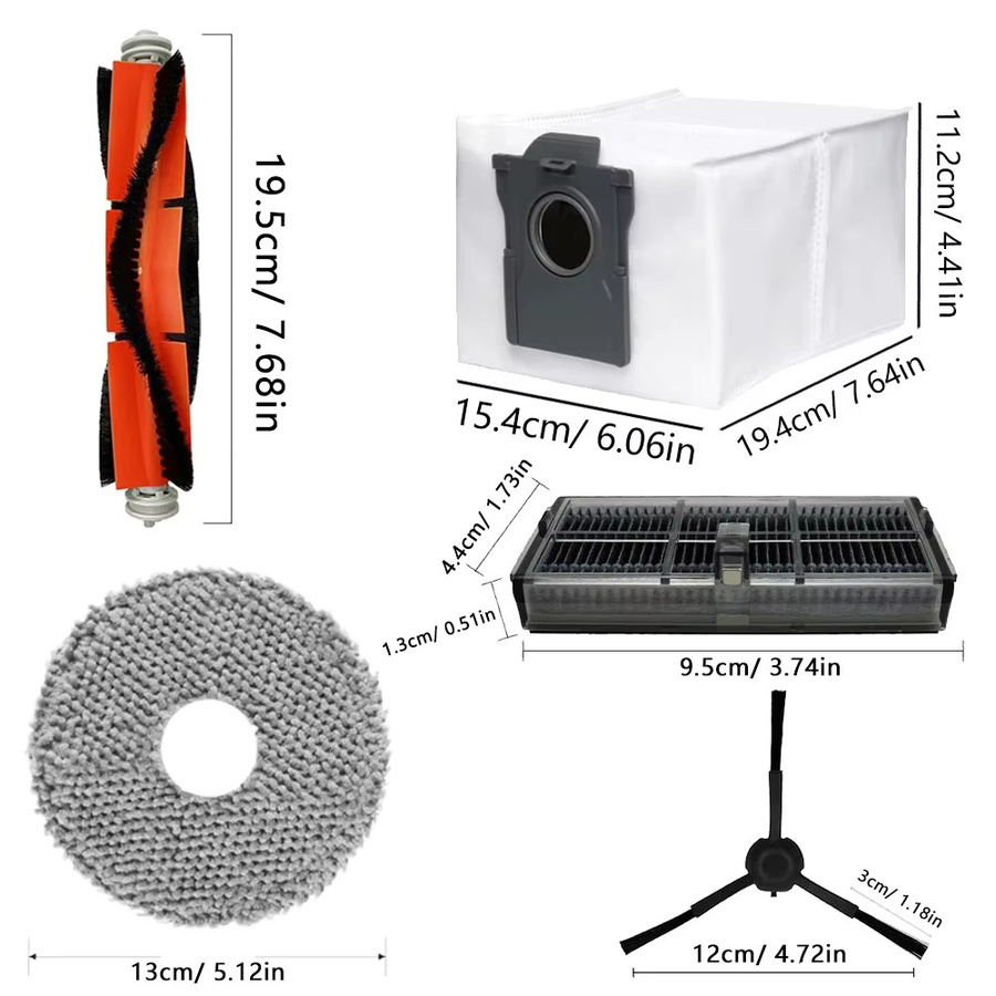 Dreame Ersatzteil-Set für L10s Pro Ultra Heat, X30 Ultra und X30 Pro Roboter Staubsauger mit Hauptbürste, Pinsel, Filter, Mopp und Staubbeuteln - Bild 2