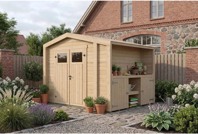 Weka Gartenhaus Killarney in Naturfarben Braun B/T/H: 300 x 300 x 241 cm - Bild 1