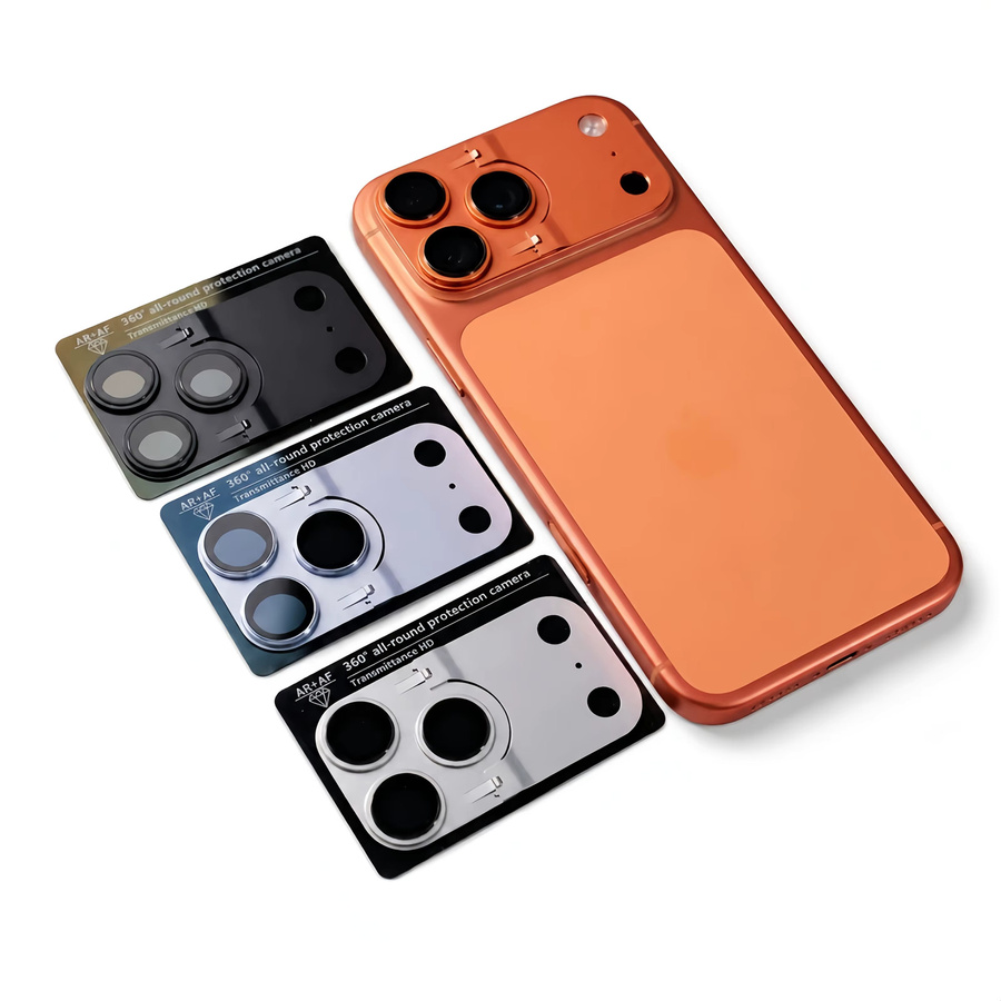 AR Faltbare Metall-Schutzfolie für die Kamera von Apple iPhone 17 Pro und 17 Pro Max in Orange - Bild 4
