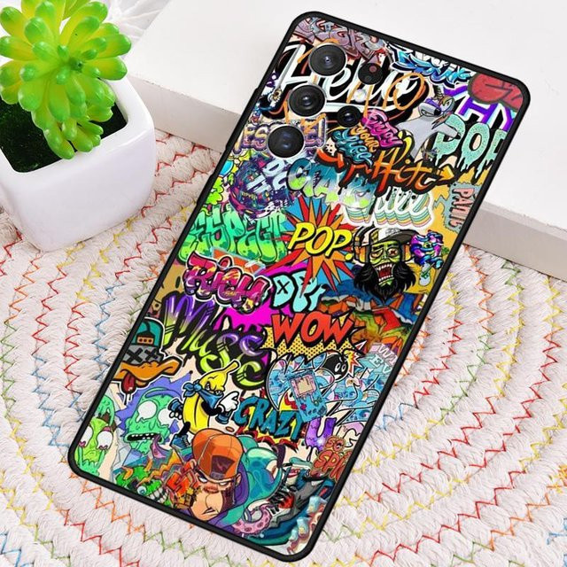 Graffiti Silikon Handyhülle für Samsung Galaxy S25 Ultra S24 S23 S22 S21 Plus Note 10 Pro Multicolor - Bild 1