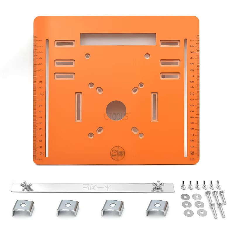 LTOOLS Grundplatte für Kreissägen und Schrägschneidemaschinen, Orange, Flip-Platte für Holzbearbeitung und Fräsarbeiten - Bild 2