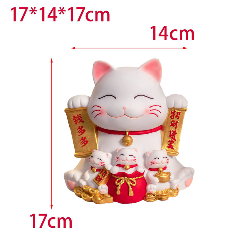 Maneki Neko Sparschwein aus Keramik von Kesoto in Rot und Weiß als orientalische Katzenfigur zur Tischdekoration - Bild 6