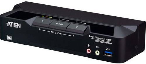 ATEN CS1922A KVMP-Switch 2-fach mit DisplayPort, USB 3.0 und 8K Signalsteuerung in Schwarz - Bild 1