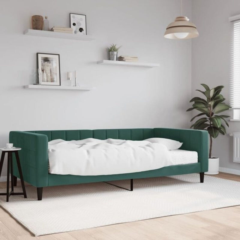 Vidaxl Polsterbett Tagesbett mit Matratze aus Samt und Metall in Grün, B/T: 200 x 100 cm - Bild 1