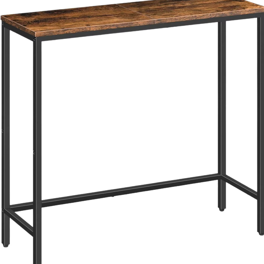 LIUSHADUOLA Konsolentisch im Industrial Design, rechteckiger Beistelltisch aus Holz in Braun für Wohnzimmer, Flur und Home Office - Bild 4