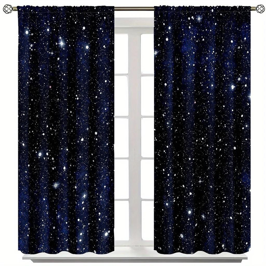 Jit Set aus 2 Verdunkelungsvorhängen mit Sternenhimmel-Design aus Polyester für Wohnzimmer und Schlafzimmer, Breite: 100 cm, Höhe: 270 cm - Bild 2