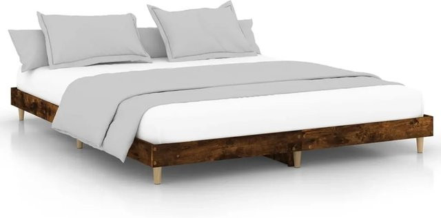 vidaXL Bettgestell aus Holzwerkstoff in Räuchereiche, Farbe Braun, B/T/H: 200 x 200 x 203 cm - Bild 1