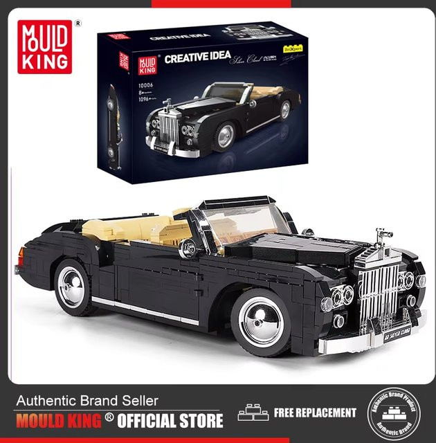 Mould King 10006 Technischer Auto-Baustein 1964 RR Silver Cloud Oldtimer Modellbaugruppe in Weiß und Schwarz - Bild 1