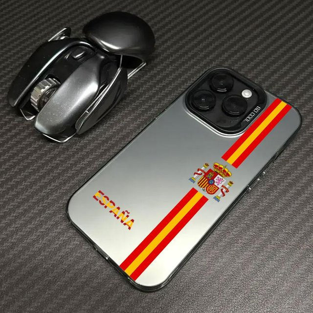 Stoßfeste Handyhülle mit Spanien Logo und rot-gelben Linien für Apple iPhone 11 bis iPhone 17 Pro Max Plus - Bild 1