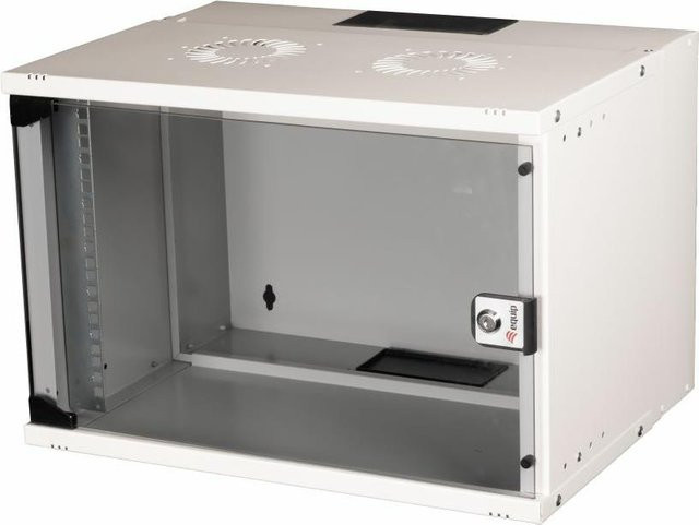Equip Eco Mount 19 Zoll Schrank 07HE Wandmontiertes Regal in RAL7035 Grau mit Sperrschloss B/T: 540 x 400 mm - Bild 1