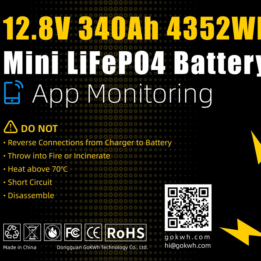 Gokwh 12V 340Ah LiFePO4 Deep Cycle Akku mit Grade A Zellen für Solar, Wohnwagen und Wohnmobil - Bild 5