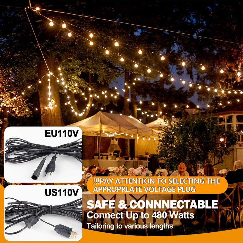 Grensk LED G40 Lichterkette mit E12 Fassung, bruchsichere Vintage-Glaskugeln aus Kunststoff, wasserdicht für die Garten-Außendekoration - Bild 5