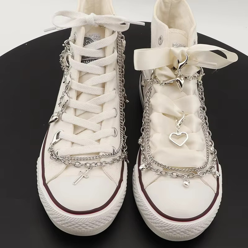 SMATLELF Schuh Kette Charms, Edelstahl, Perle, Silber, Unisex - Bild 5