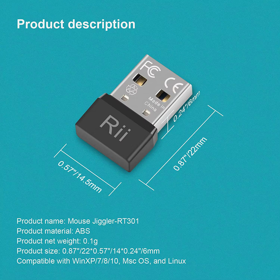 Rii RT301 USB-Maus-Jiggler automatischer Maus-Mover zur Simulation von Mausbewegungen in Schwarz und Blau - Bild 2