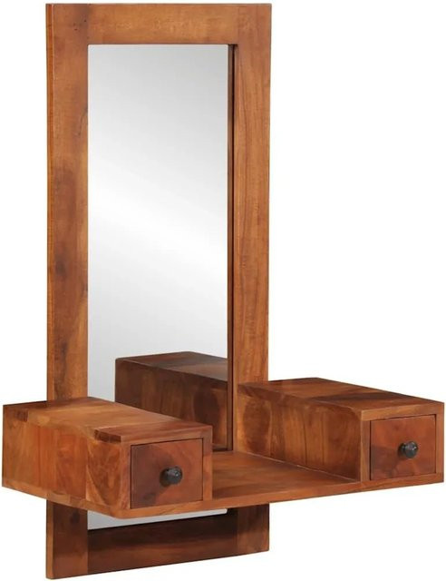 vidaXL Wandspiegel mit Schubladen aus Massivholz Akazie in Braun, B/T/H: 60 x 33 x 90 cm - Bild 1