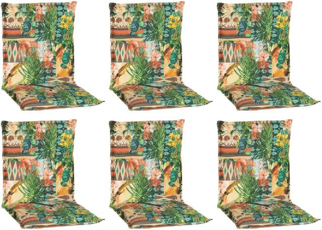Beo Sitzauflage Niedriglehner Texas 6er Set mit Dschungel Design in Grün-bunt - Bild 1