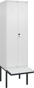 C+P PSA Doppel-Spind Classic PLUS Sitzbank mit 2 Abteilen, Farbe: Grau/Weiß, B/T/H: 212,0 x 60,0 x 81,5 cm - Bild 1