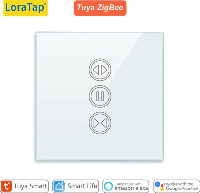 LoraTap Tuya Smart Life ZigBee 3.0 Vorhang-Blindschalter für Rollladen-Elektromotor in Weiß mit Google Assistant und Alexa Sprachsteuerung - Bild 1