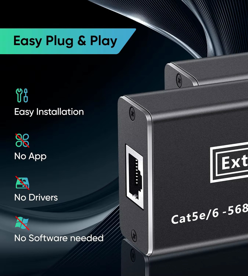 Navceker HDMI zu HDMI Extender 1080P mit PoE und IR, 60 m Reichweite über Cat6 UTP, Schwarz - Bild 5