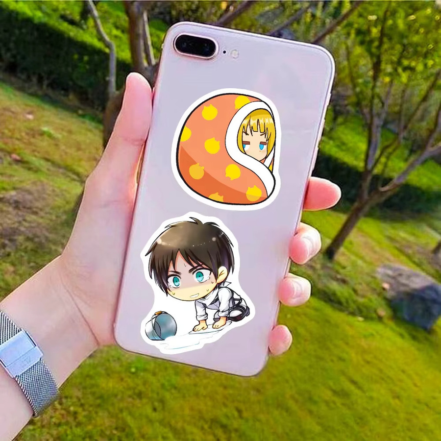 50 Stück Angriff auf Titan Q-Version Vinyl Aufkleber, wasserdichte Graffiti Sticker für Scrapbooking, Telefon und Skateboard, Mehrfarbig - Bild 3