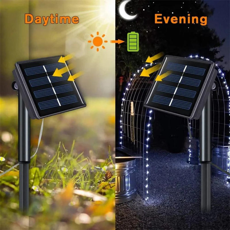Solar-Lichterkette für den Außenbereich mit warmweißen LED-Kupferdrähten und 8 Modi, 20 m Länge - Bild 5
