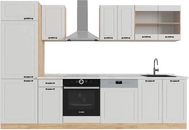Vicco R-Line Küchenzeile Landhaus Weiß B/H/T: 300 x 207 x 60 cm - Bild 1