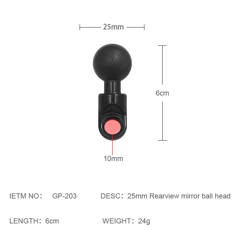 Ram Mount Abgewinkelte Kugelbasis mit Bolzenkopf-Adapter und 25mm Kugel in Schwarz für Motorrad und Moto Action Kameras - Bild 2