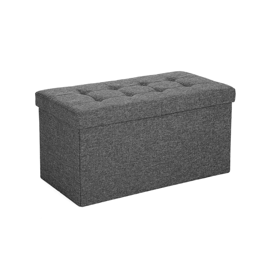 Songmics Sitzbank mit Stauraum in Grau aus Leinenimitat, B/T/H: 76 x 38 x 38 cm - Bild 2