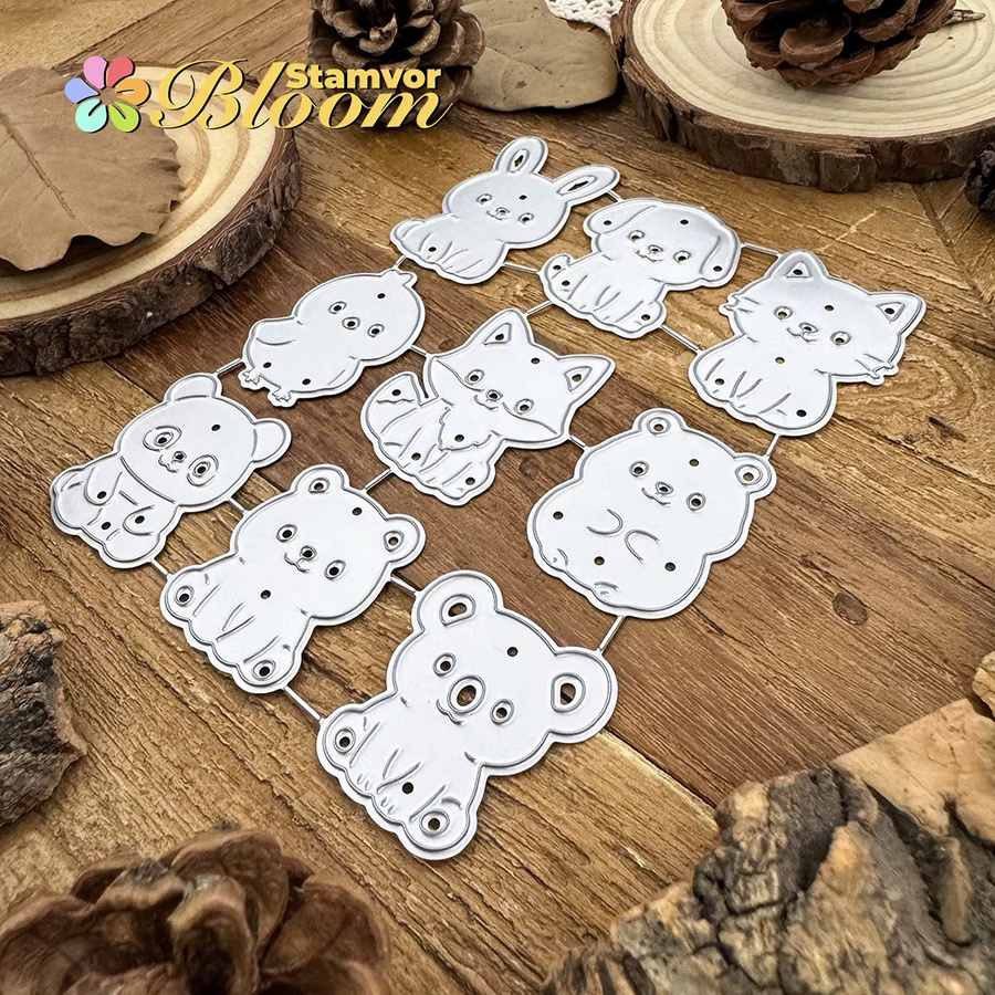 Kawaii Mini Tier Motive Metall Stanzformen für Scrapbooking und Prägung in Silber - Bild 3