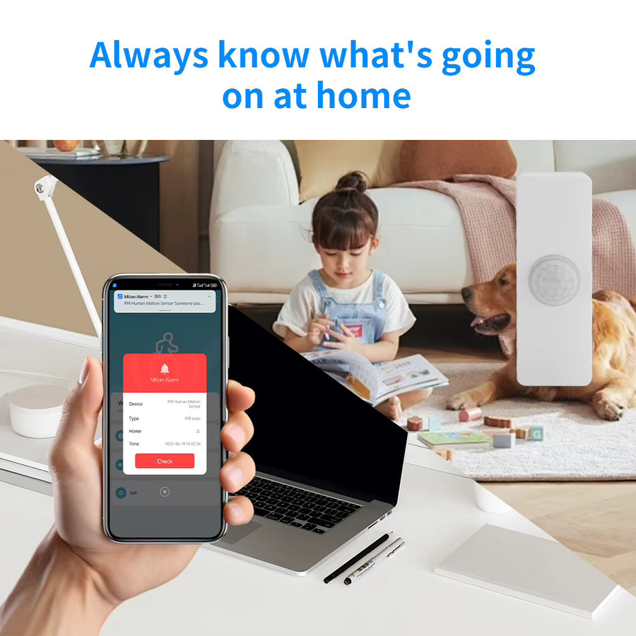 Tuya WiFi Smart PIR Bewegungsmelder zur Einbrechererkennung mit Smart Life Benachrichtigung und Unterstützung für Alexa und Google Home, Weiß - Bild 3