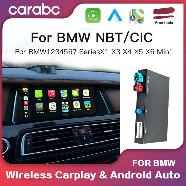 CARABC Wireless CarPlay und Android Auto Adapter für BMW NBT CIC sowie MINI Serie in Schwarz - Bild 1