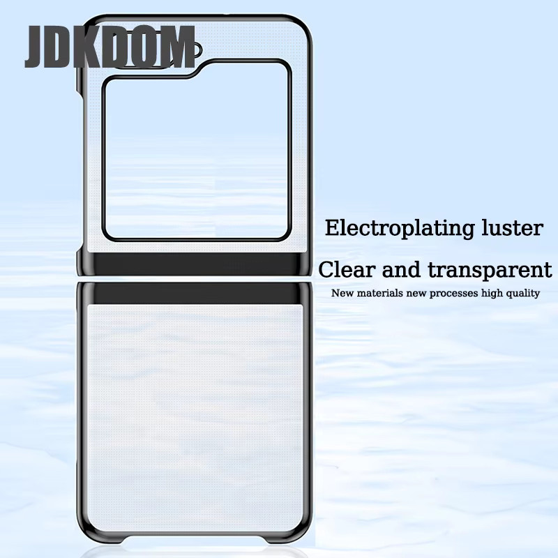 JDKDOM Galvanisierte transparente Handyhülle für Samsung Galaxy Z Flip 6 Z Flip 5 Z Flip 4 Z Flip 3 in Gold, stoßfeste Schutzhülle - Bild 2