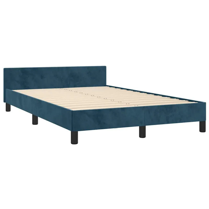 vidaXL Bettgestell mit Kopfteil aus Samt in Dunkelblau B/T/H: 120 x 200 cm - Bild 2