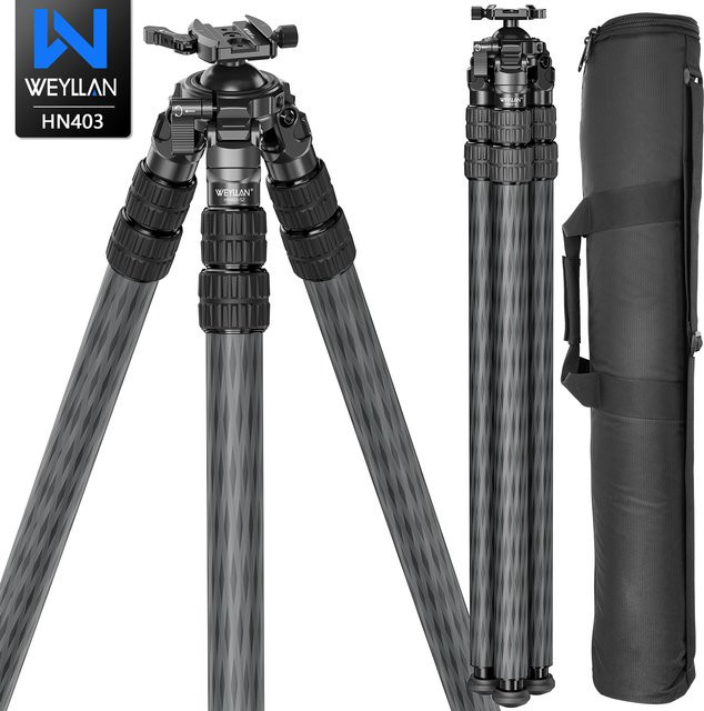 WEYLLAN HN403 Carbonfaser-Stativ mit 52mm Hebelkugelkopf in Schwarz, Traglast 30kg, 70,49 Zoll - Bild 1