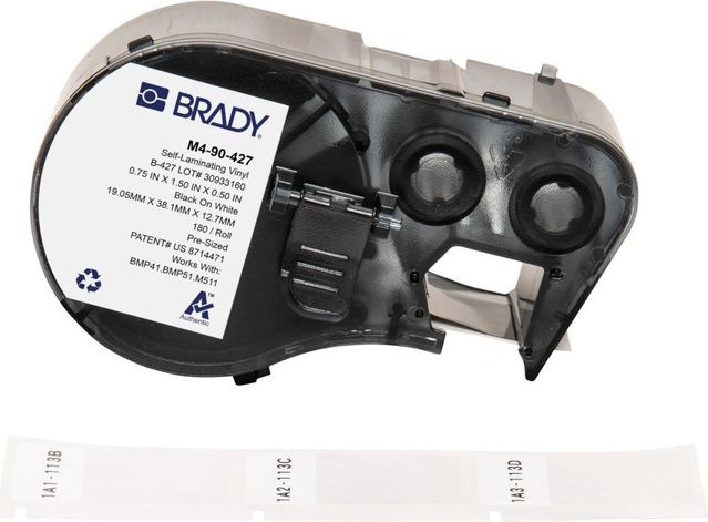 Brady M4-90-427 Selbstlaminierendes Vinyl-Kabelmarker Weiß/Transparent für Kabeldurchmesser von 4,00 - 8,10 mm - Bild 1