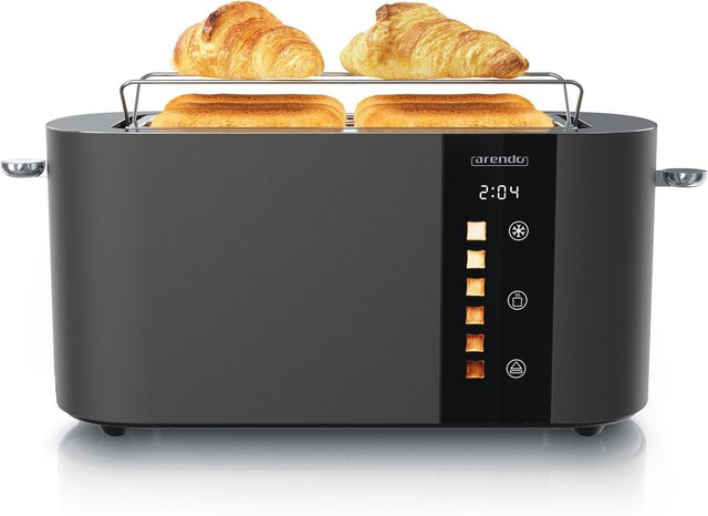 Arendo Toaster Edelstahl mit Touch Display und Brötchenaufsatz, 1500 W, 4 Scheiben, Silber/Anthrazit - Bild 1