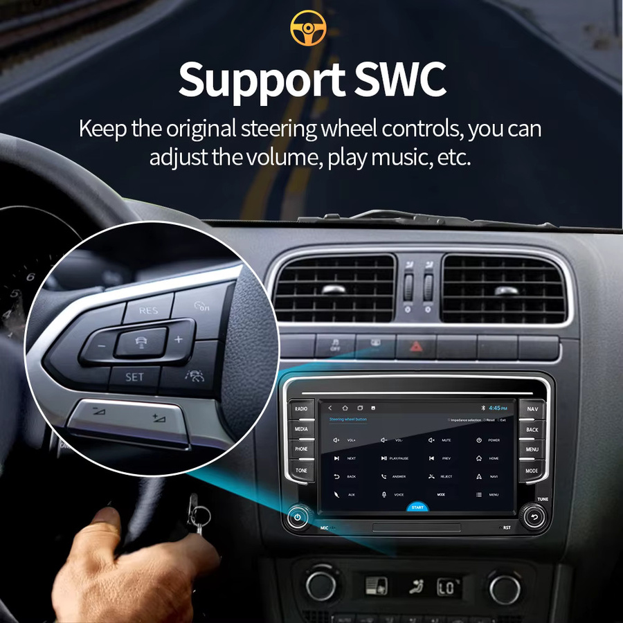 GRANDNAvi Android 13 Autoradio mit GPS für VW Volkswagen Skoda Octavia Golf 5 6 Touran Passat B6 Polo Jetta, 2Din Multimedia Player, Schwarz - Bild 6
