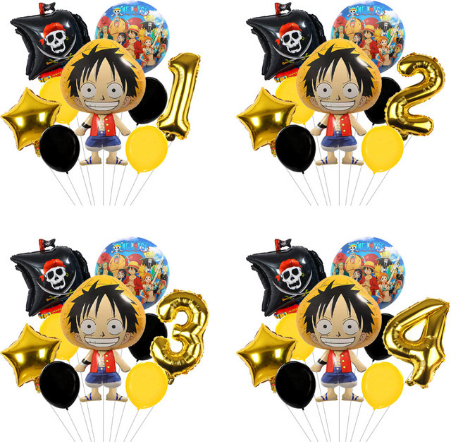 Bandai One Piece Luffy Party-Set mit Folienballons und Latexballons in Multicolour für Geburtstag und Babyparty - Bild 1