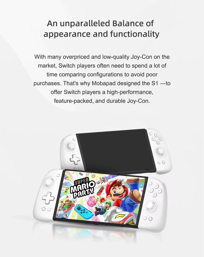 MOBAPAD S1 Spielcontroller Joypad mit Hall-Joystick und Tragetasche für Nintendo Switch und Nintendo Switch OLED, Schwarz oder Weiß - Bild 3