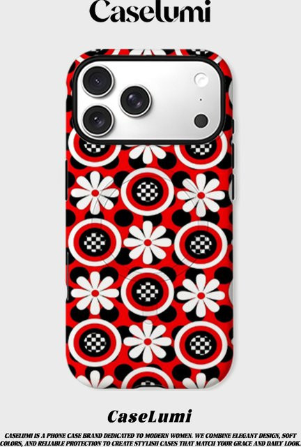 CaseLumi Matte Bumper MagSafe Hülle mit Retro Gänseblümchen-Punkte-Design für iPhone 17 16 15 14 13 Pro Max, Stoßfeste PC Abdeckung, Mehrfarbig - Bild 1