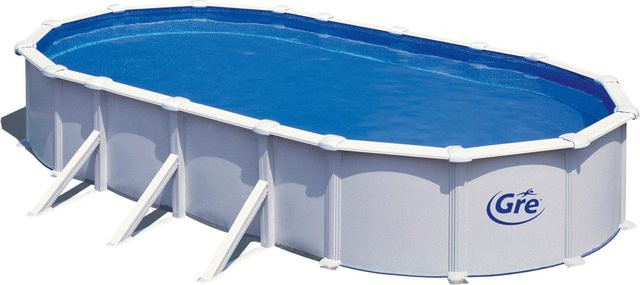 Gre Atlantis Ovaler Stahlwand-Pool in Weiß, B: 800 cm, T: 470 cm, H: 132 cm - Bild 1